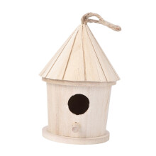 Handmade Wooden Hanging Bird House Light Yellow Durable Nest for Garden Balcony Outdoor Decor