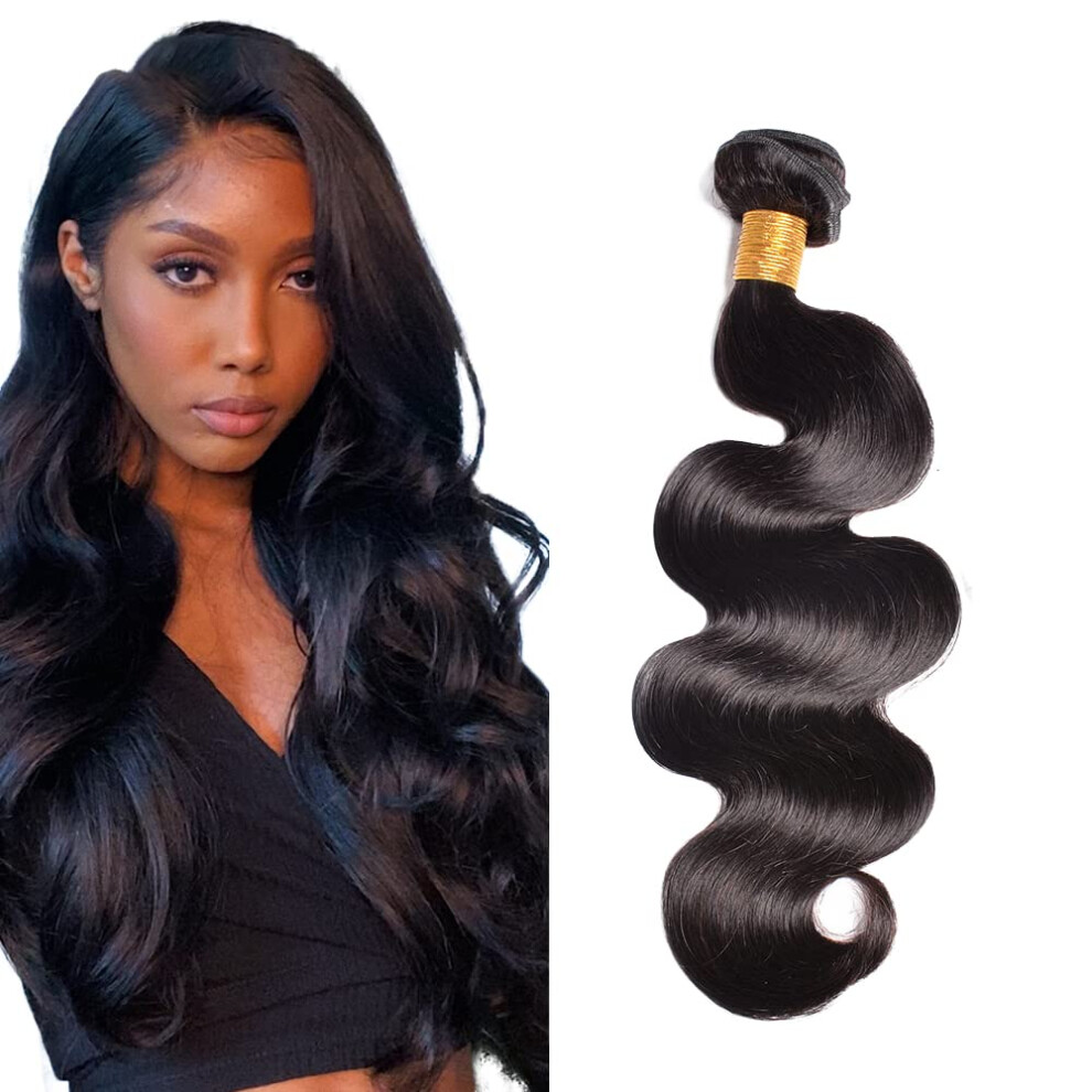 Unisex Black 22 Inch Brazilian Body Wave Hair Bundle Natural Remy Human Hair Extension Double Weft