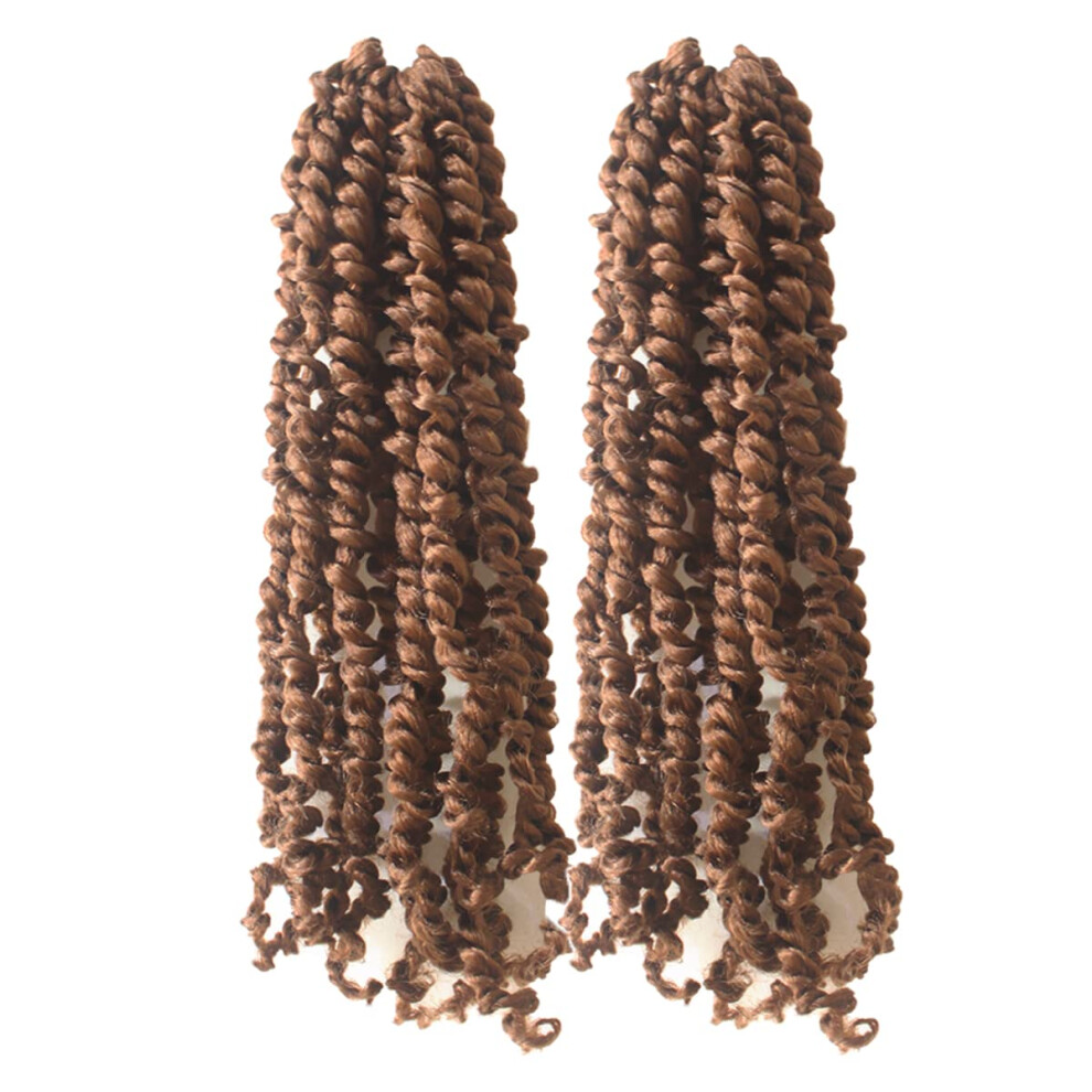 Unisex Passion Twist Crochet Hair 10 Inch Bohemian Braids Extensions, Natural Yaki Texture, 2 Packs 30#