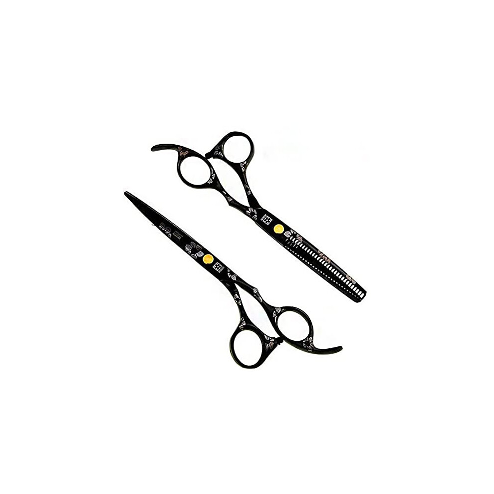 Professional Hair Cutting and Thinning Scissors Set, 440C Stainless Steel Barber Shears with Ergonomic NonSlip Handle for Salon and Home Use (6.0inch)