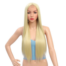 Long Blonde Wig 26 Inch Straight 613 Synthetic with Realistic Middle Part for Women Cosplay