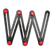 Aluminum Alloy Multi-Angle Measuring Ruler with Drill Locator, 17.5x2.5cm