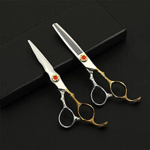 Golden Ruby Professional Hair Cutting Scissors Set with Ergonomic Handle for Salon and Home