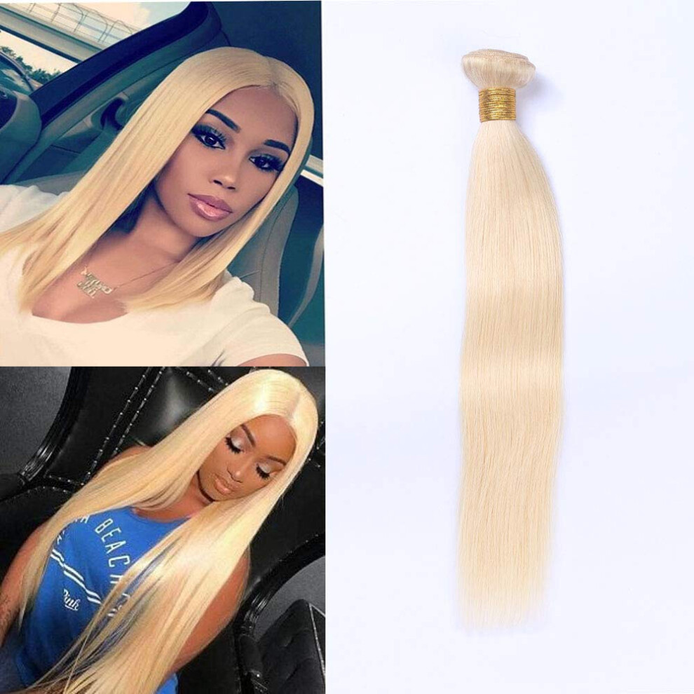 Unisex 22 Inch Brazilian Straight Hair Bundle 613 Blonde Virgin Remy Human Hair Extensions Silky Texture