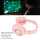Cute Pink Bluetooth Gaming Headset with LED Light, 400mAh, 15m Range 9