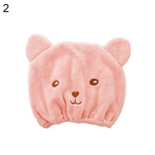 Hair Drying Towel Quick Dry Microfiber Cap with Cute Bear Pattern, Super Absorbent for Women Girls
