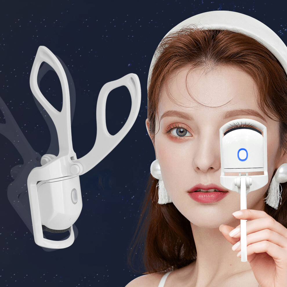 White Usb Rechargeable Heated Eyelash Curler, Mini 230Mah