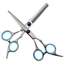 Professional Hair Cutting Scissors Set, 2PCS Stainless Steel Shears with Thinning Scissors, Cape, Comb, Clips for Salon or Home BlueCSG 02