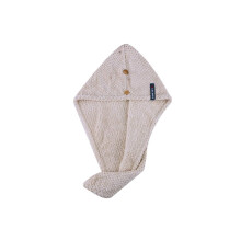 Microfiber Hair Drying Towel Wrap with Secure Button Closure, Fast Absorbent Cap for Long Hair, Khaki