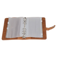 A6 PU Leather Cash Binder with 12 Zip Pockets & Small Labels Brown