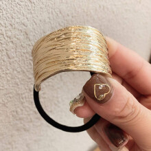 Gold Hair Tie with Elegant Pearl Accent, Alloy Hair Band for Thick Hair Ponytail Holder