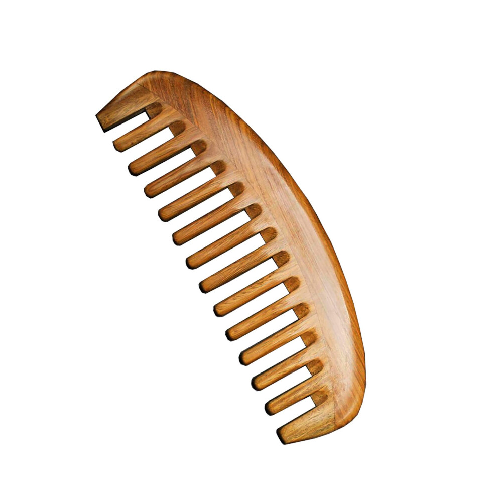 Unisex Brown Wide Tooth Wooden Hair Comb For Curly Hair, Anti Static Sandalwood Detangling Comb