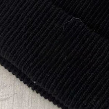 Winter Knitted Rib Hat Black Free Size Warm Acrylic Fiber Cap