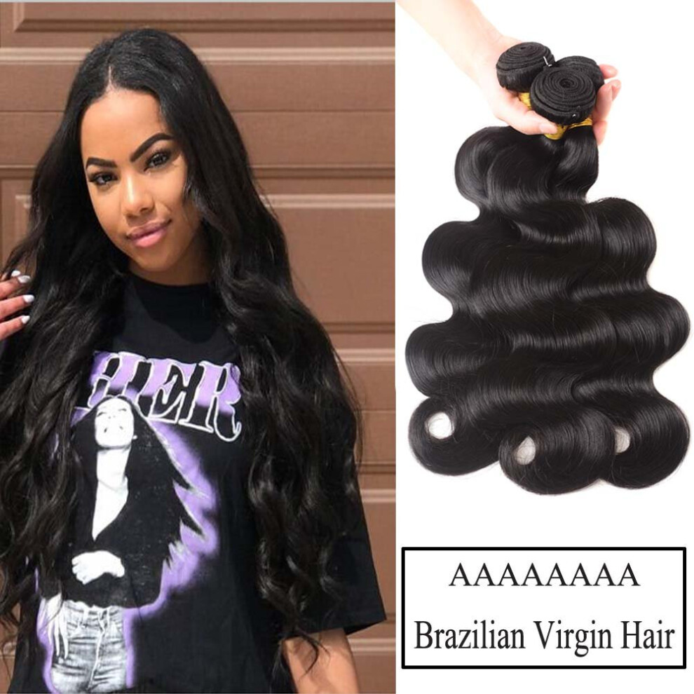 Unisex 3 Bundles 10A Brazilian Body Wave Virgin Human Hair Extensions 10' Unprocessed Remy For Styling
