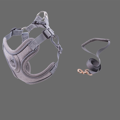Breathable Reflective Dog Harness with 1.5m Leash, Small/Medium Grey 1