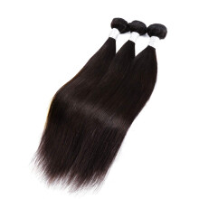 Straight Virgin Human Hair Bundles 14 Inch Natural Color Weave Extensions 3 Pack Low Shedding
