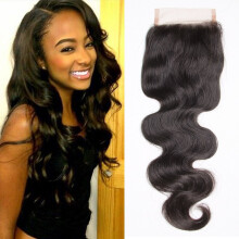 16 Inch 4x4 Brazilian Lace Closure Body Wave Virgin Human Hair Natural Hairline Swiss Lace