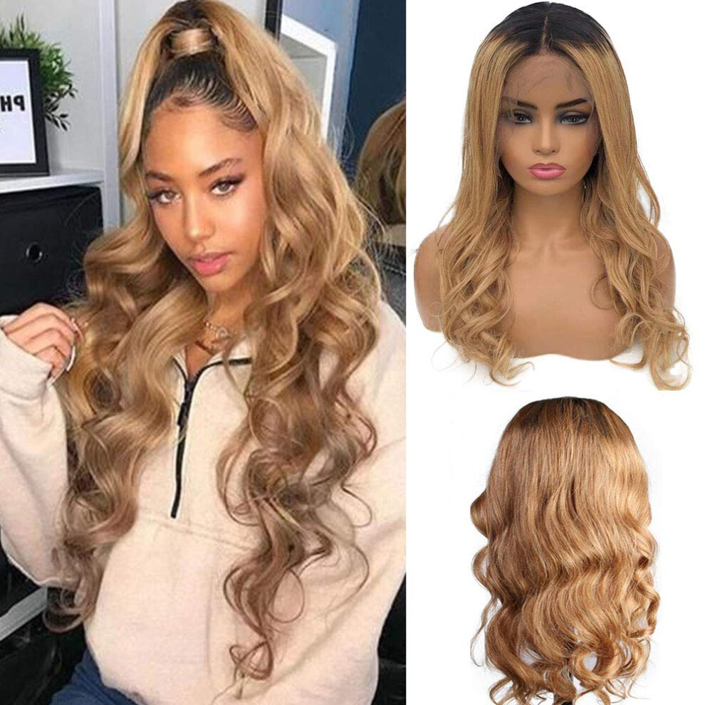 Unisex 13X6 Ombre Blonde Lace Front Human Hair Wig Pre Plucked Remy Brazilian With Baby Hair 14'