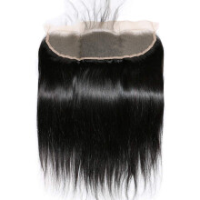Human Hair Lace Frontal 16 Inch Straight Hair Extensions Natural Black Weave Heat Styling Ready