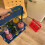 Foldable Blue Plastic Beer Bottle Rack Vintage Beverage Storage Basket 2