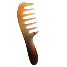 Wide Tooth Horn Hair Comb Large Natural Yak Horn AntiStatic Detangling for Thick Hair