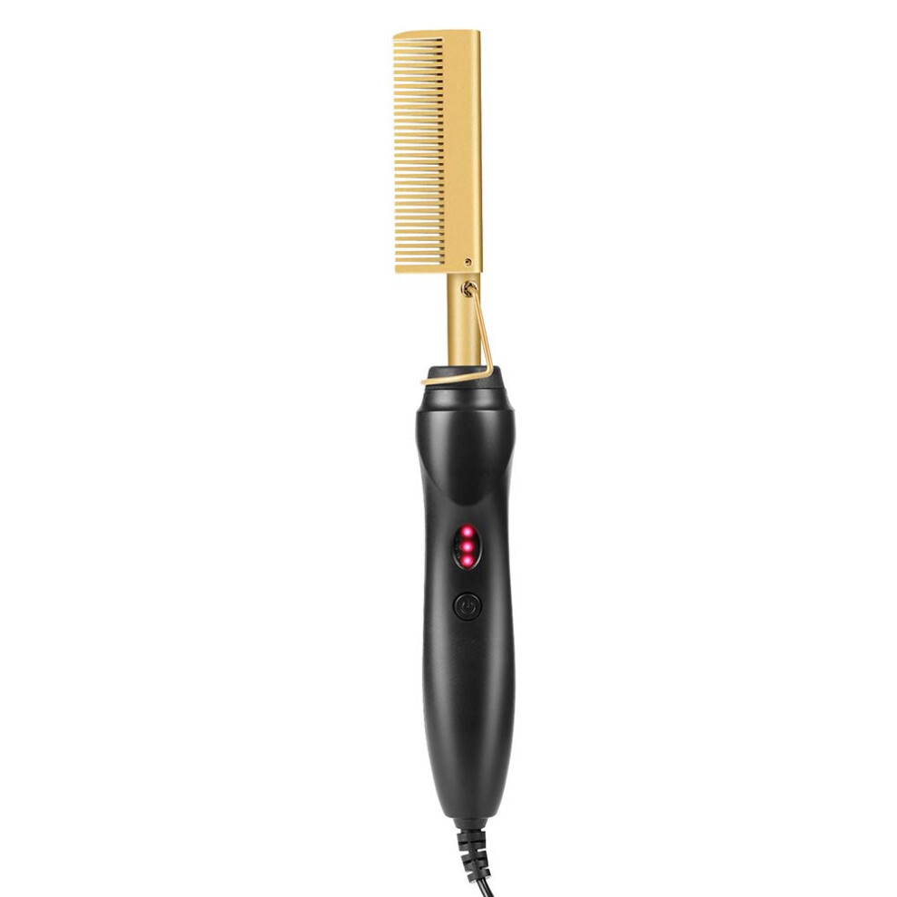Hair Straightener Comb and Electric Hair Curler, Ceramic Fast Heating, Adjustable Temp for Wet Dry Hair, Travel Friendly