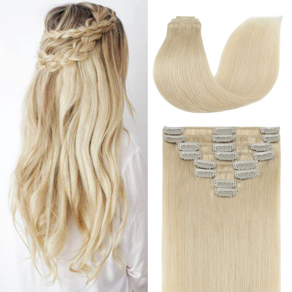 Unisex Silver Platinum Blonde 10 Inch Remy Human Hair Clip In Extensions For Natural Volume And Length