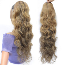 Ponytail Hair Extension 24 Inch Long Wavy Clip In Synthetic Hairpiece with Secure Drawstring Fit