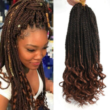 18 Inch Curly Box Braid Crochet Hair Extensions T30 Color 3X Full Volume Braids 22 Strands Pack