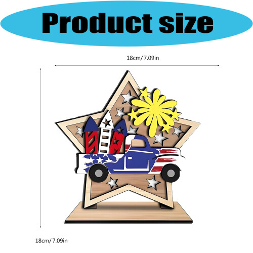 Wooden Star And Flags Table Decors For Independence Day-7 2