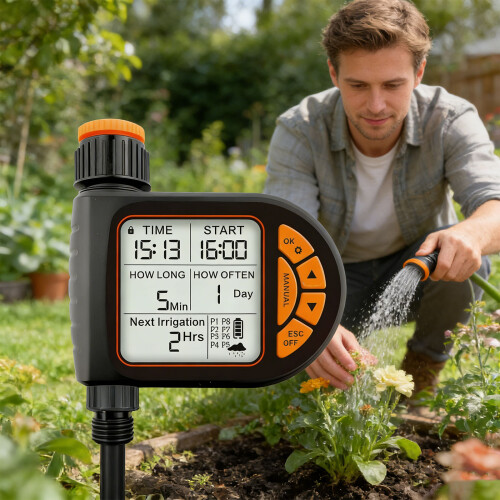 Automatischer Gartenwasserregler mit großem LCD-Display und 1