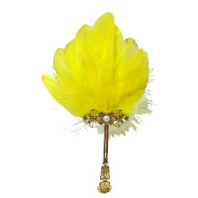 Petit éventail à plumes délicat pour les fêtes de cosplay-Jaune