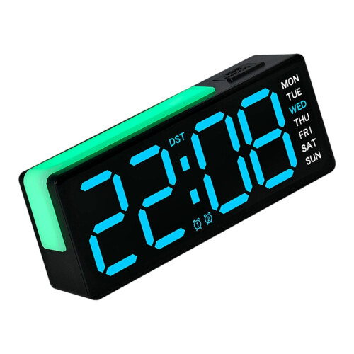 Digital Alarm Clock LED Digital Clock Electric Desk Clock-Blue