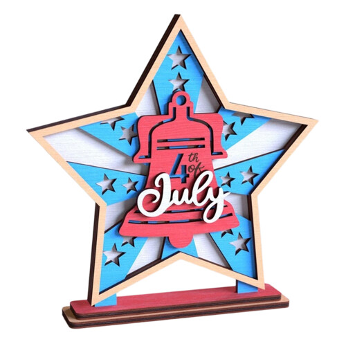 Wooden Star And Flags Table Decors For Independence Day-7