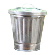 Distinctive Iron Small Trash Can With Lid For Bathroom-Silver