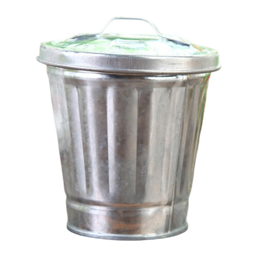 Distinctive Iron Small Trash Can With Lid For Bathroom-Silver