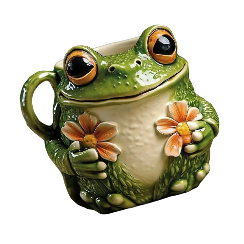 Frogs Pattern Ceramic Mug Drinking Cup Ideal For Hot Drink Or