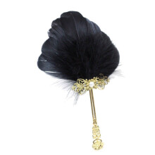 1920s Feathered Small Handheld Fan For Festivals Party-Black
