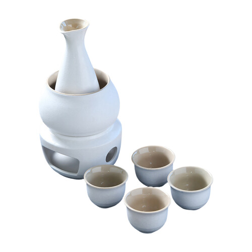 Traditional Japanese Sake Serving Set Ceramic-1stoneware white