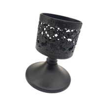 Antique Metal Candle Stand With Decorative Cutout Eid-Black S