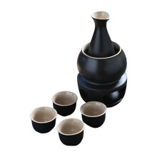Elegant Japanese Sake Set Ceramic Warmer Pot-1stoneware black