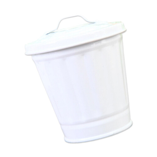 Mini Trash Bin Metal Build Convenient For Daily Needs-White