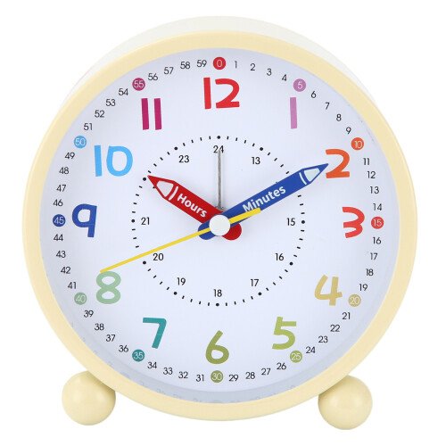 Modern Quiet Alarm Clock With Big Number Help Children-cream