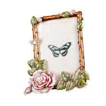 Elegant Enamel Floral Bird Metal Photo Frame With-large flower