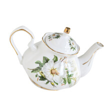 Theepot met bloemenreliëf met grote-Witte pioenwortel 1,0L