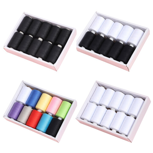 10 Variety Polyester Yarn Set for Sewing Machine and Hand-White 1