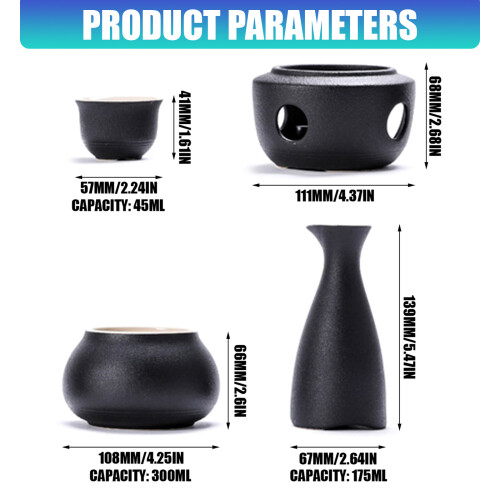 Artistic Ceramic Sake Set with Warmer Pot-1stoneware white 2