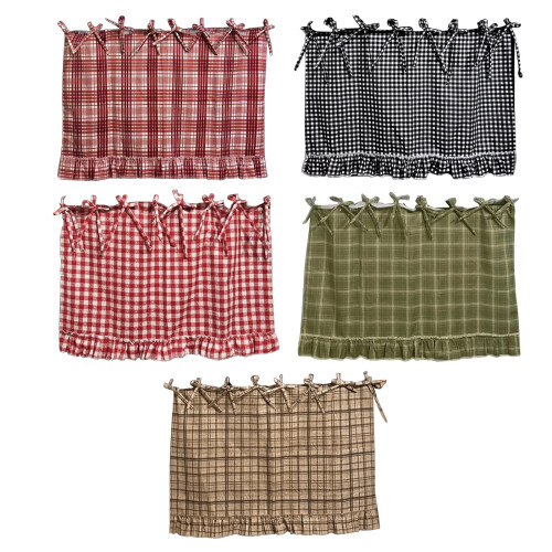 Handcrafted Check Pattern Oven Skirt-microwave oven design F 2
