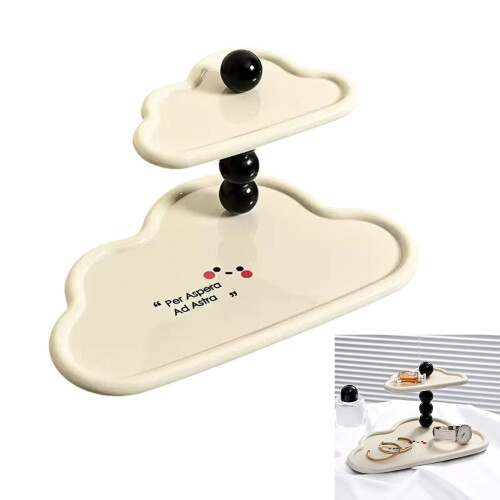 Double Layer Cloud Shape Shelf For Keys Jewelry And-Black 2