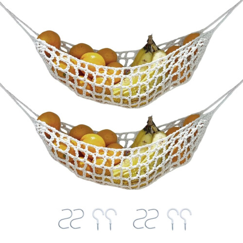 Breathable Cotton Meshes Hanging Basket With Hook For-2 pack